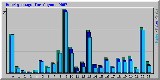 Hourly usage for August 2007