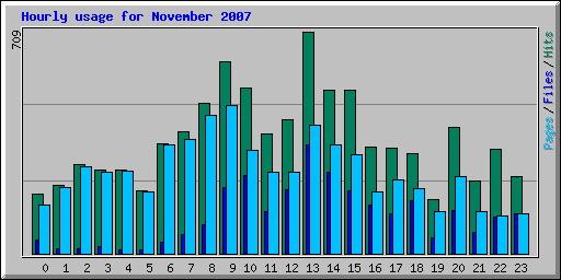 Hourly usage for November 2007