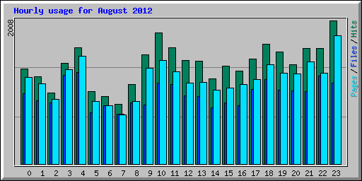 Hourly usage for August 2012