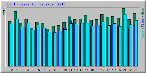 Hourly usage for December 2013